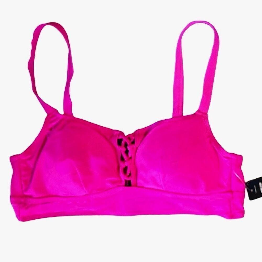 Torrid Pink Bikini Set: Wireless Strappy Lace Up Top & High Rise Bottoms 1 NWOT - Picture 8 of 16